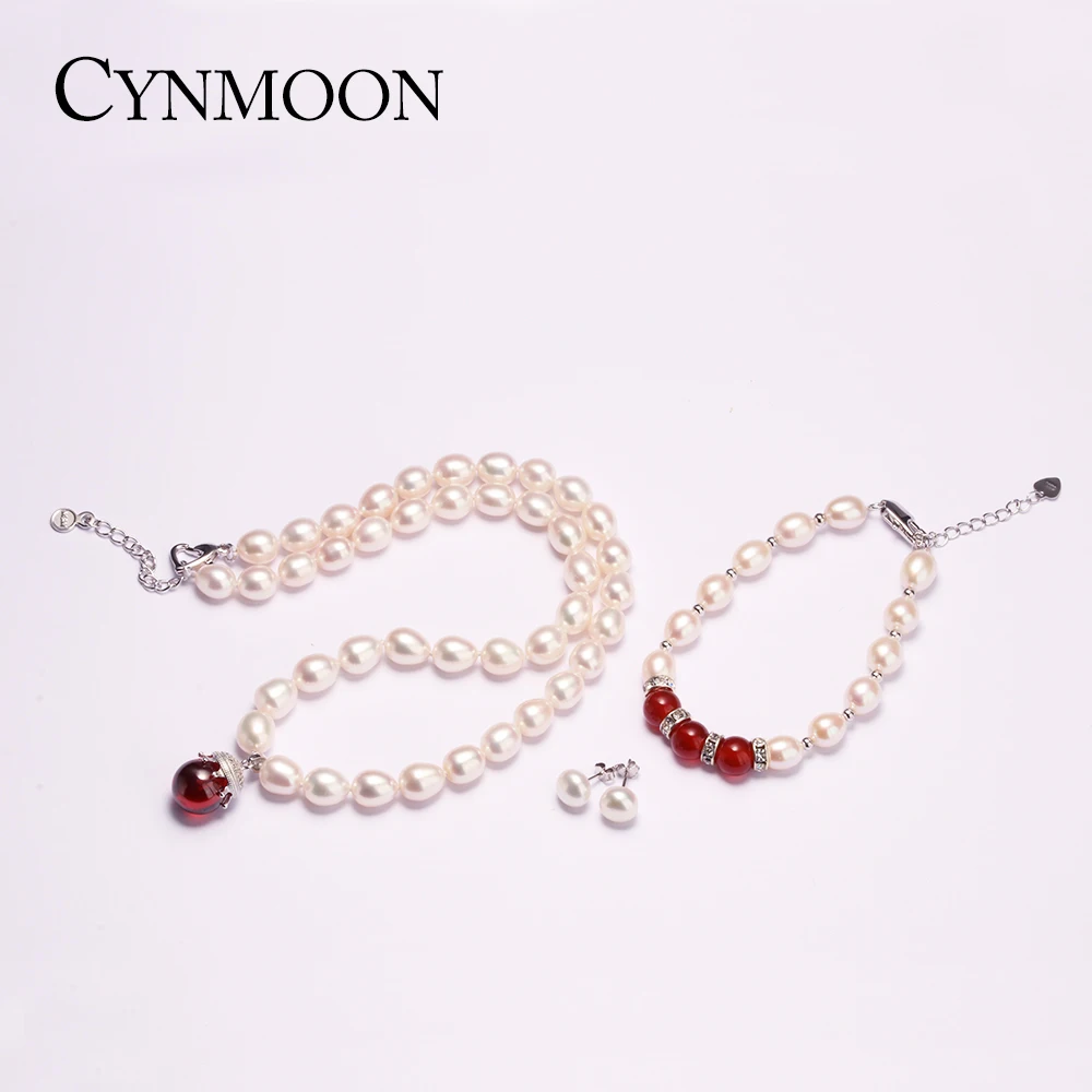 Мода 2017 г. белый жемчуг Цепочки и ожерелья Наборы для ухода за кожей Свадебные 8-9