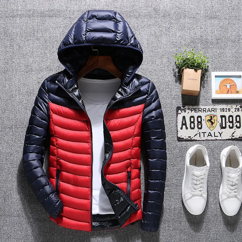 

2019 new sports cotton men's winter running hooded down cotton men's fashion casual jacket Plus Size 3XL