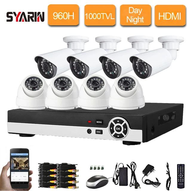 8CH система видеонаблюдения 960 H DVR 1000TVL IR наружная крытая Всепогодная камера