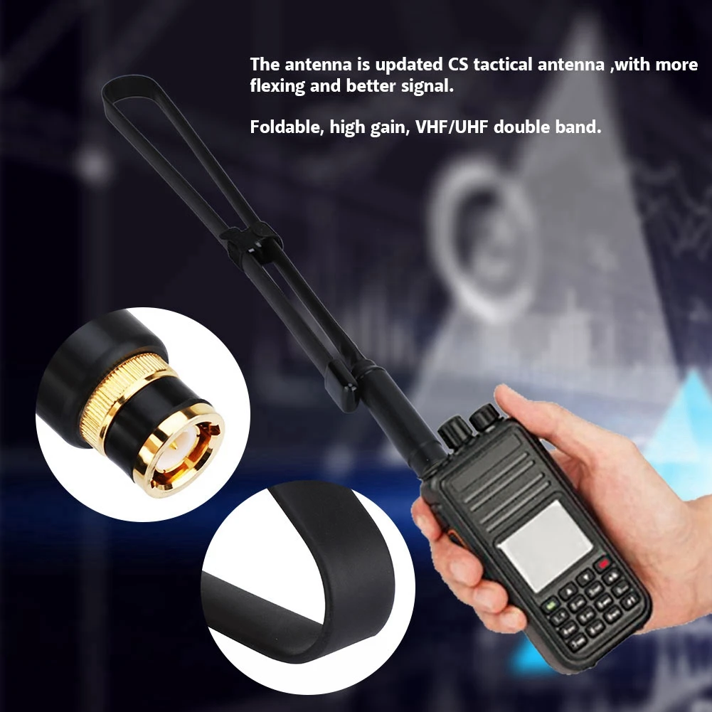 Хорошее качество складная BNC-Male U/V Двухдиапазонная 144/430Mhz тактическая антенна для рации