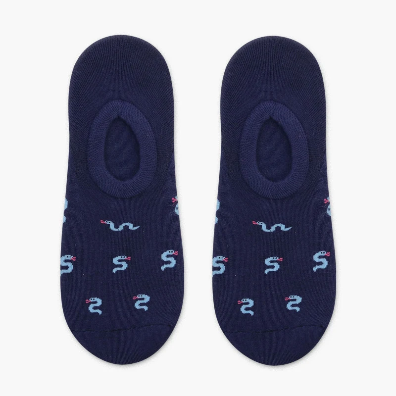 dark blue snakes HUI GUAN, хипстерские Короткие Носки с рисунком, крутые мужские короткие носки для скейтборда, забавные мужские хлопковые носки в стиле Харадзюку, повседневные модные носки - Цвет: dark blue snakes