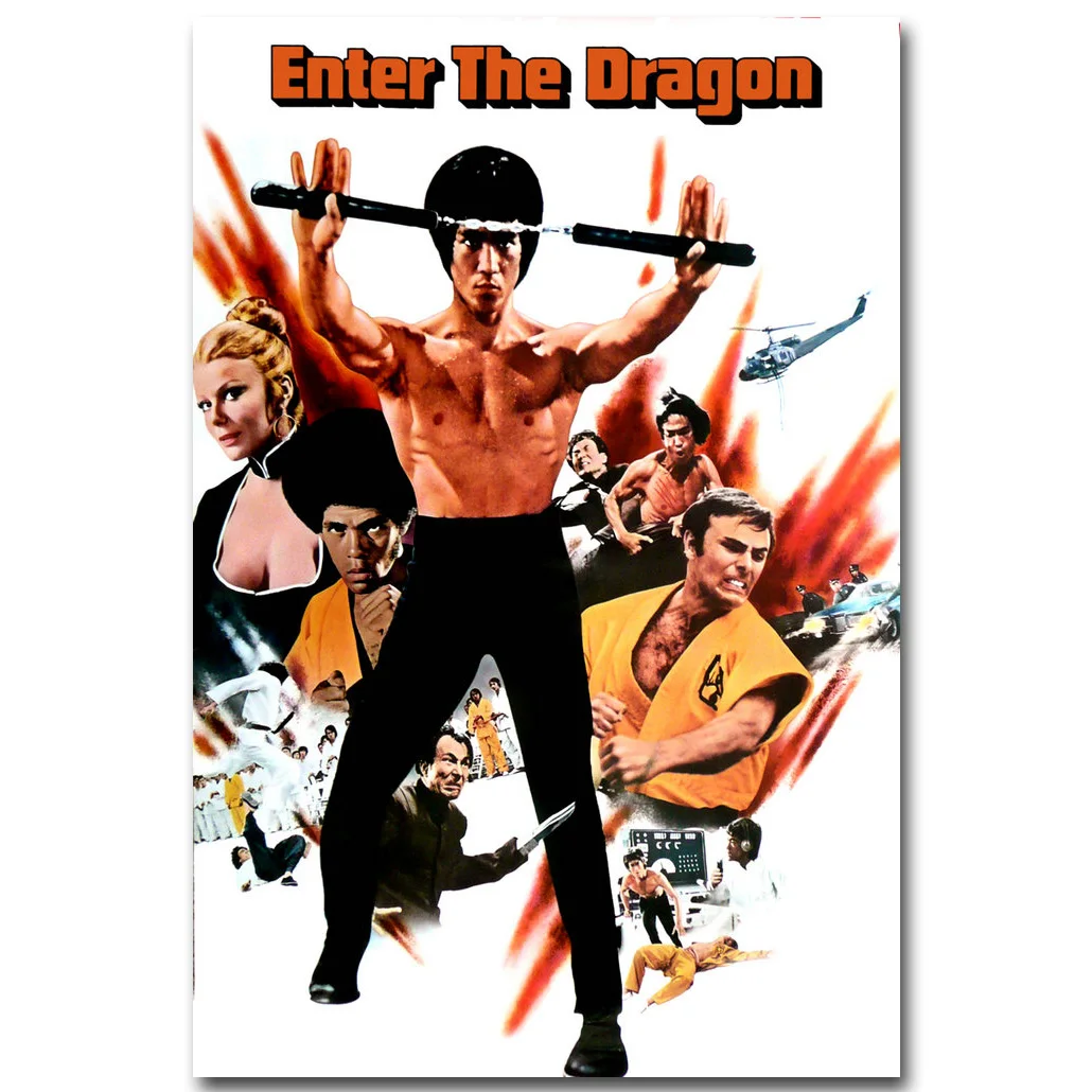 Картина из фильма Супер кунг фу для настенного декора Брюс Ли вход в драконов 13x20