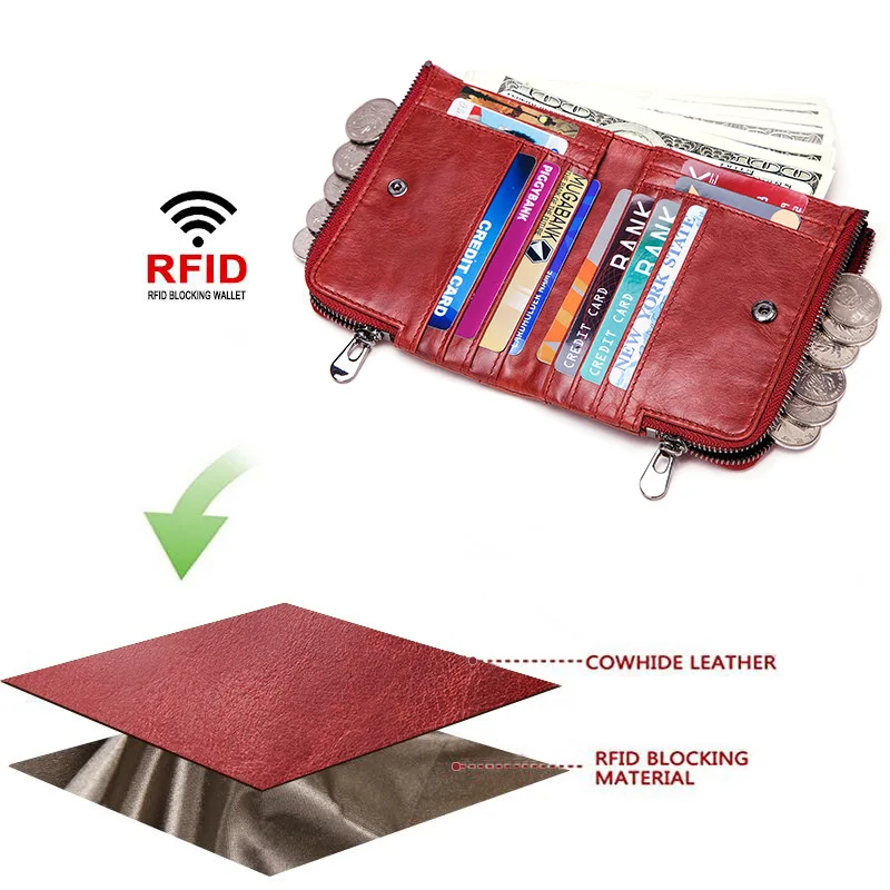 FUZHINIAO мужской кошелек из натуральной кожи женский бумажник и для монет Portomonee Rfid