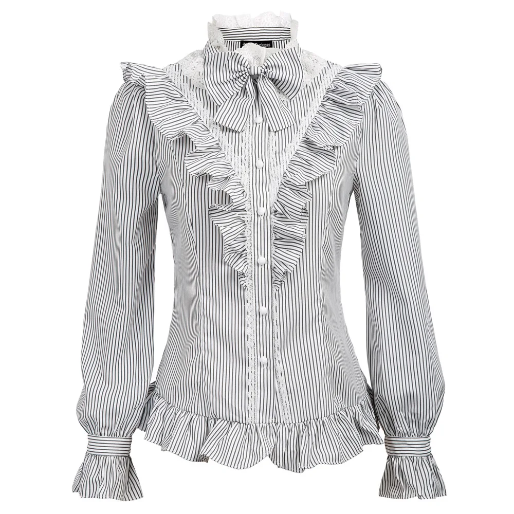 Винтажная рубашка для женщин женская с оборками и бантом на пуговицах топы в