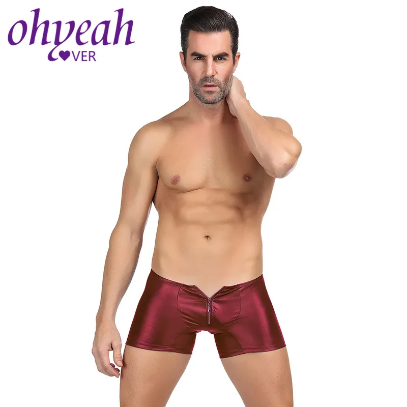 Шорты боксеры Ohyeahlover из искусственной кожи мужское нижнее белье трусы на молнии