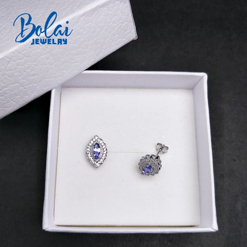 Bolaijewelry драгоценный камень из натурального танзанита простое тонкое ювелирное