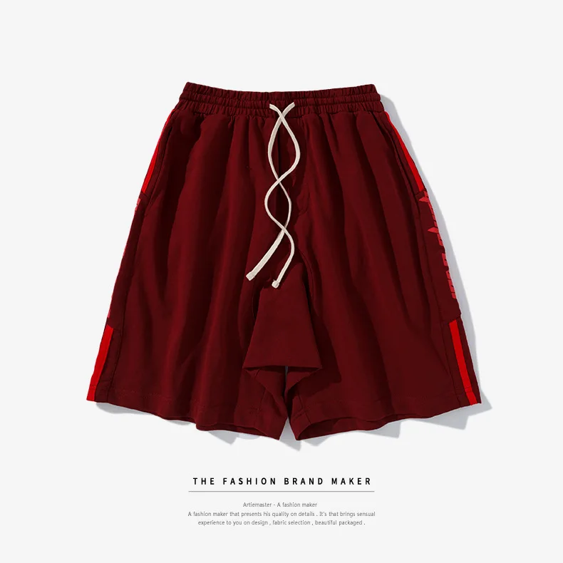 Passion Letter Printed Side Stripe Man's Shorts Sportswear Contrast Color High Street Sweatpants Vintage Drawstring Mens | Мужская