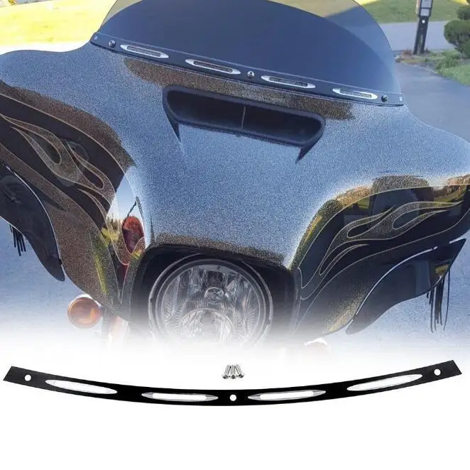 Черный анодированный CNC 4 Slot отделка лобового стекла мотоцикла для Harley Electra Street Glide