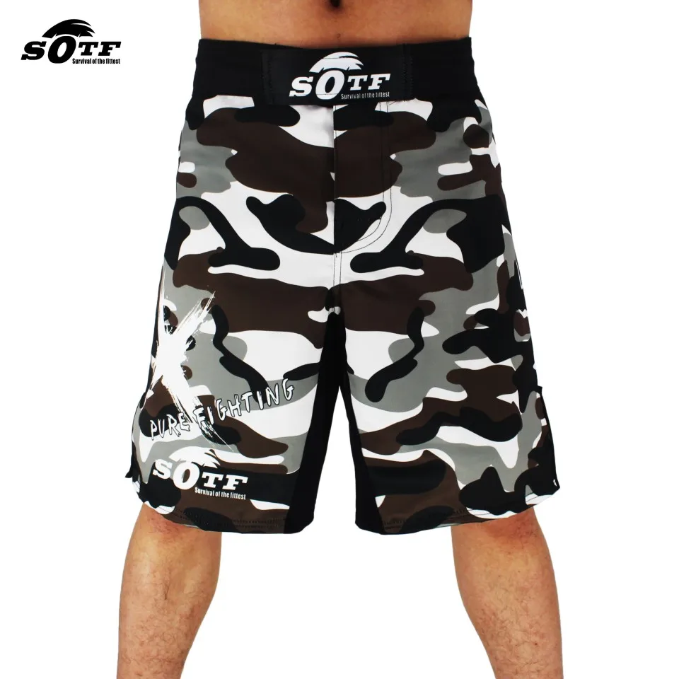 SOTF черные камуфляжные боксерские файтинговые дышащие шорты Tiger Muay Thai mma Одежда