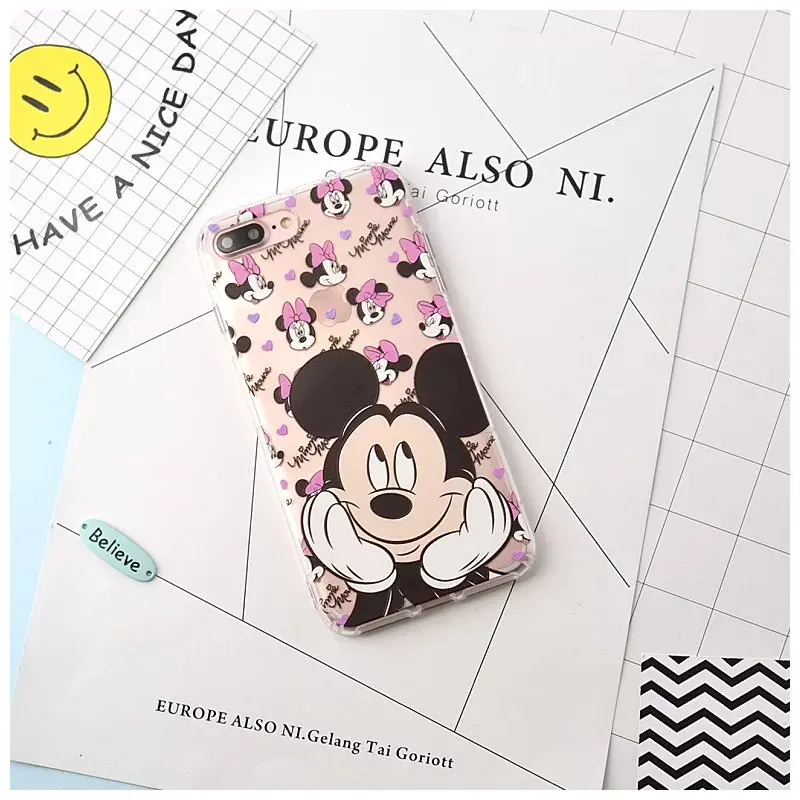 New cute cartoon mickey mime silicone transparent TPU case Covers For iphone 6 s 6plus 6splus 7 7plus free shopping |