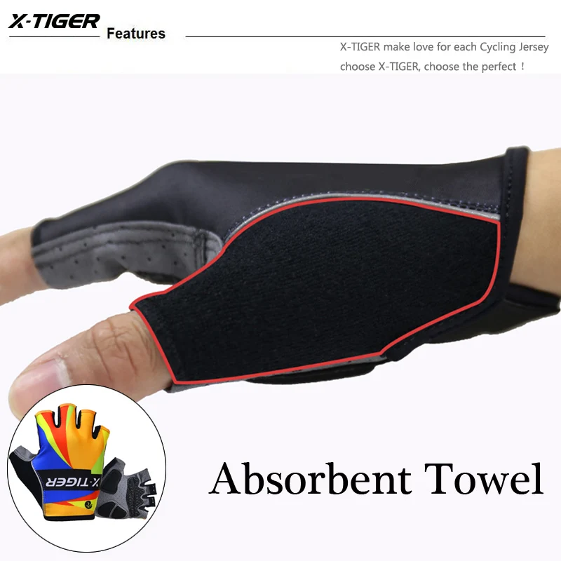 X Tiger Pro гелевые велосипедные перчатки спортивные с полупальцами MTB мужские и
