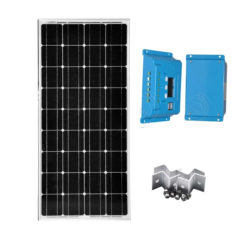 

Solar Kit Photovoltaic Panel 12v 100w Solar Battery Charger 12v/24v 10A LCD Solar Home System Off Grid RV Motorhome Caravan