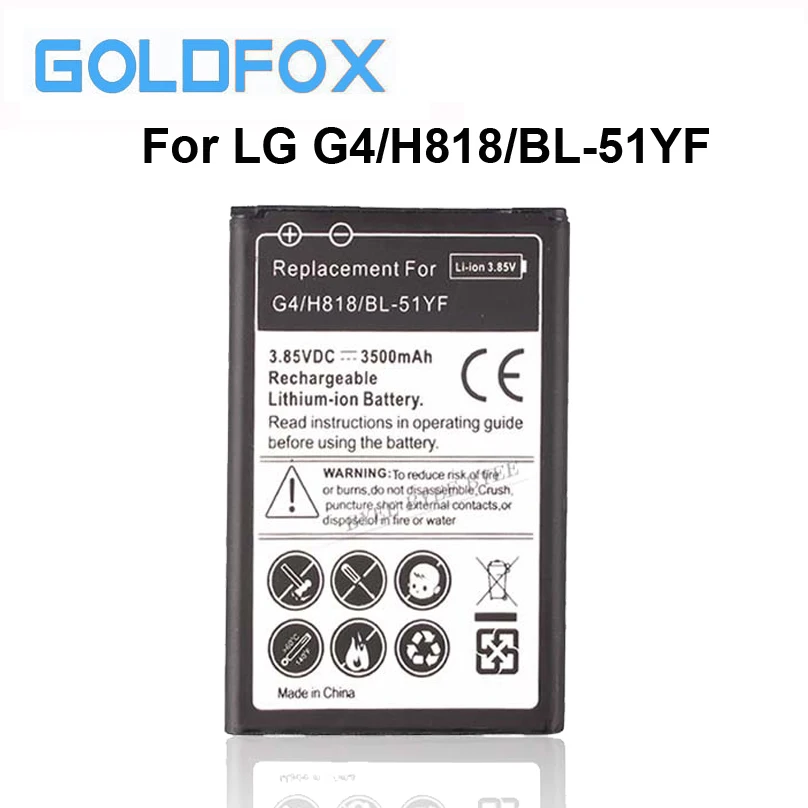 Высококачественная запасная батарея для телефона 3500 мАч LG G4 BL 51YF BL51YF H818 H818N VS999 F500