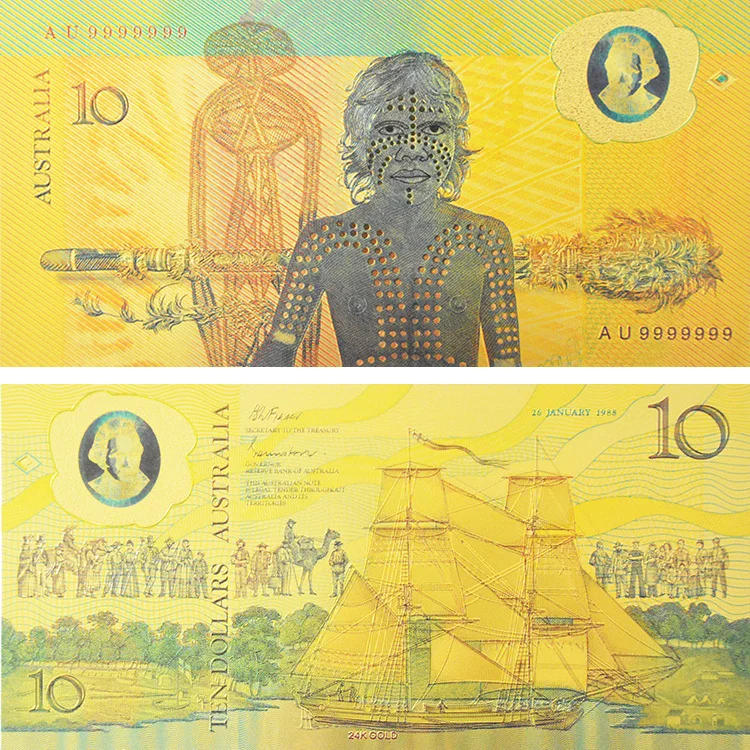 Новейшая версия австралийской бумажной банкноты с пластиковым держателем в