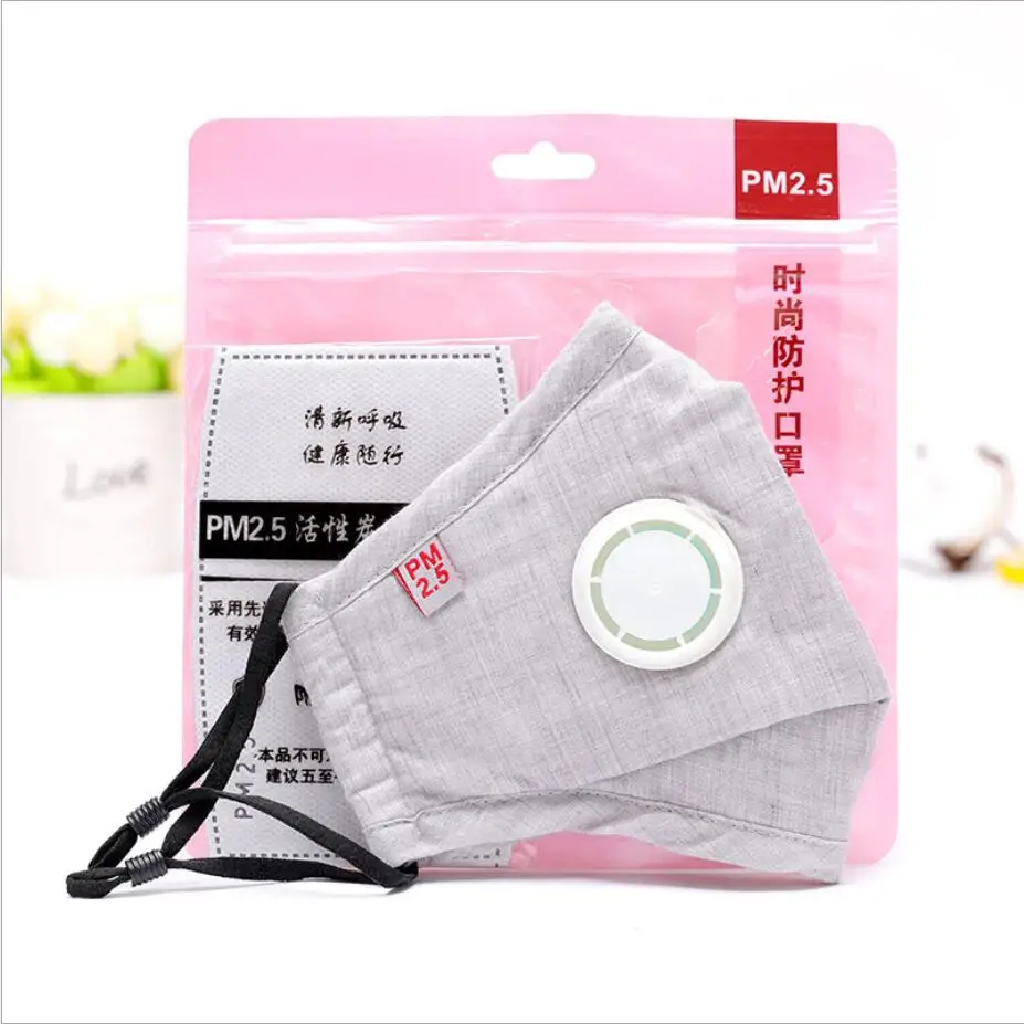Хлопок PM2.5 анти-дымовая Маска дыхательный клапан Анти-пыль рот маска Активированный уголь фильтр респиратор рот Муфельная черная маска лицо