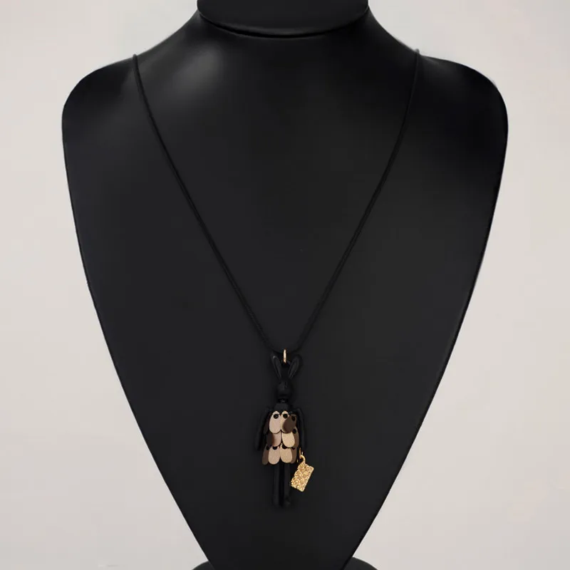 Neoglory милый кролик животное цепочка на свитер Длинные ожерелья подвески для