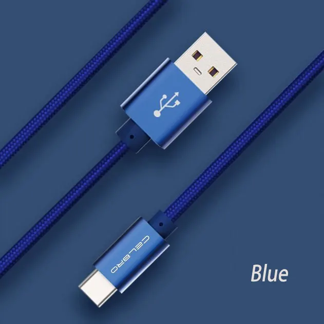 Nylon USB Type C Charging Cable SuperCharger USB-C Phone Charger Cord for Huawei Mate 20 10 9 pro Honor V10 10 V9 9 8 5A Cable - Цвет: Blue