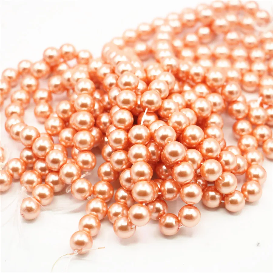 Круглые жемчужные шарики в виде раковины имитация апельсинового цвета 4 14 мм для