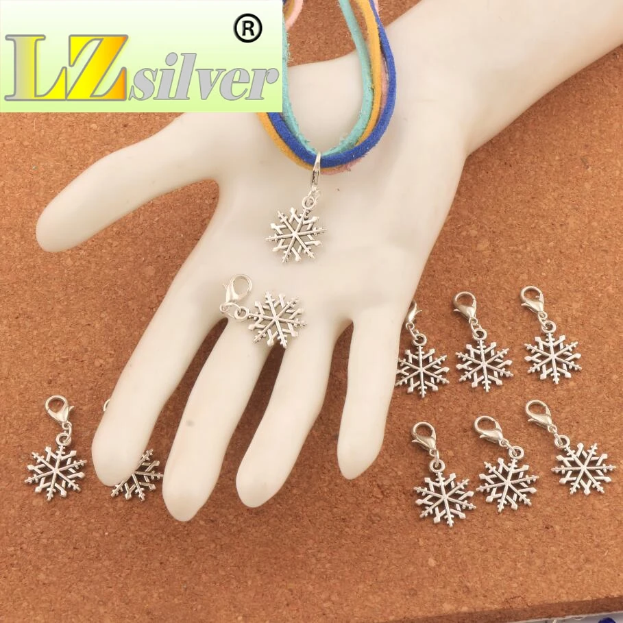 

Slim Hollow Snowflake Lobster Claw Clasp Charm Beads 15.5x33.5mm 100PCS zinc alloy Jewelry DIY C790