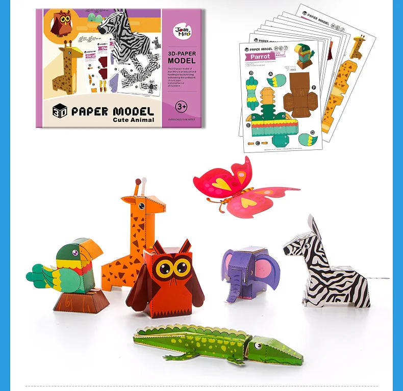 3D Φ craft для детей вырезанные фотообои с вырезами животных 12 шт./компл.|crafts for kids|craft
