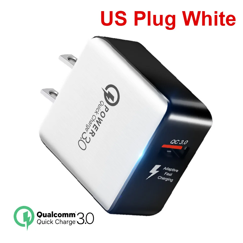 US Snow White QGEEM QC 3,0 USB зарядное устройство волоконное быстрое зарядное устройство 3,0 быстрое зарядное устройство Портативный зарядный адаптер для телефона для iPhone Xiaomi Mi9 EU US - Тип штекера: US Snow White