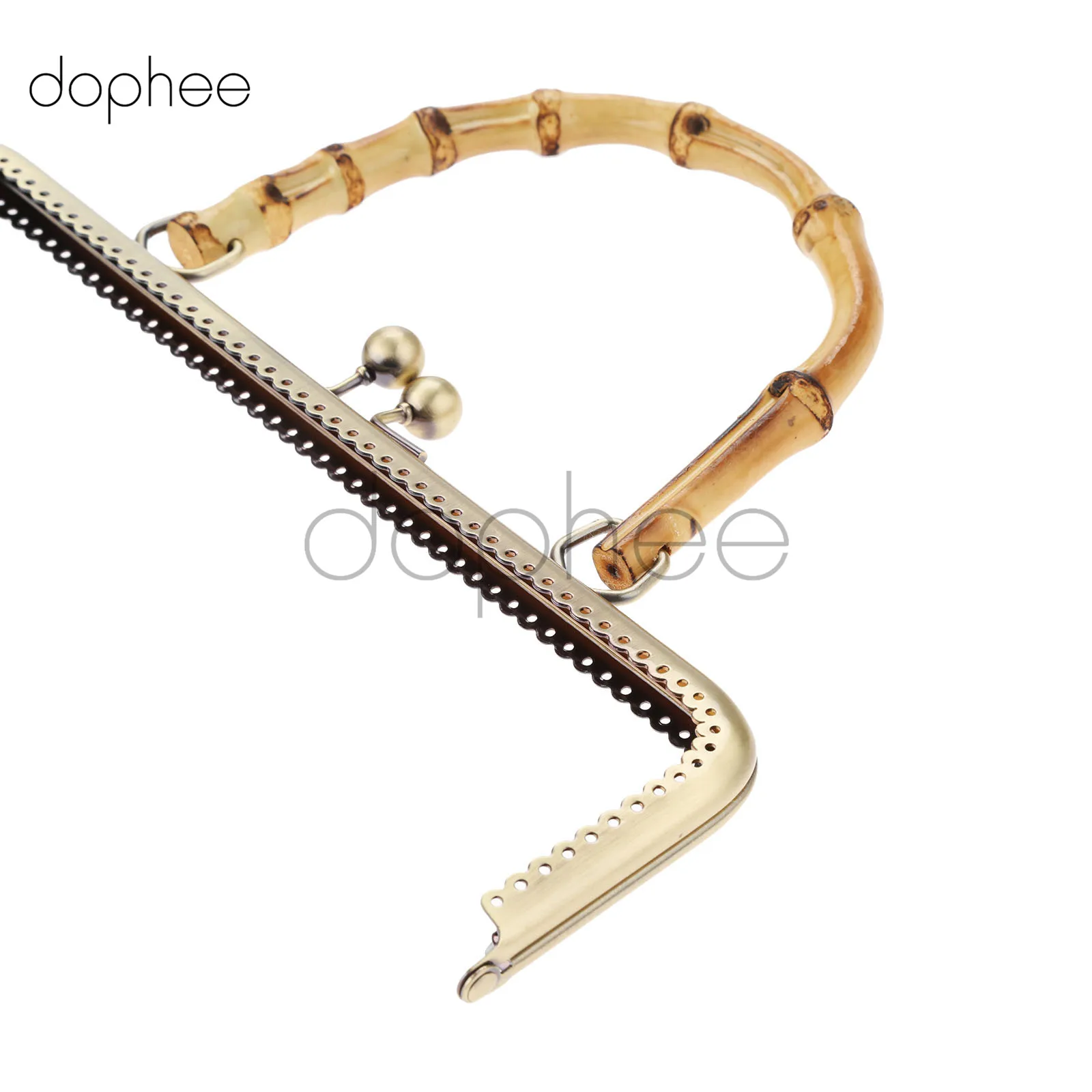 Dophee 1 шт. 20/25 см бронзовая металлическая рамка для кошелька, дужки с бамбуковой ручкой с механизмом поцелуем-застежкой замком для Сумки из натуральной кожи кошелек аксессуары