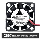 10 шт. Gdstime 2Pin 2507 2,5 см 25x25x7 мм 25 мм DC 12 В микро кулер Охлаждающие вентиляторы кулер бесщеточный чипсет радиатор мини охлаждающий вентилятор