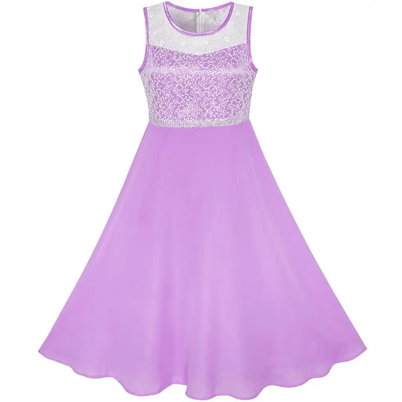 Flower Girl Dress Rhinestone Chiffon Bridesmaid Dance Ball Maxi Prom Gown 2020 Summer Princess Wedding Party Size 6-14 Carnival | Детская