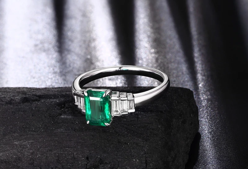 Caimao ювелирные изделия классические 14 к белое золото 1.08ct натуральный изумруд& 0.21ct АЛМАЗНОЕ КОЛЬЦО на головщину