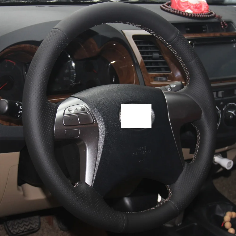 Черный ПУ Искусственная Кожа DIY ручной работы чехол рулевого колеса автомобиля для Тойота Королла Hilux 2012 2013
