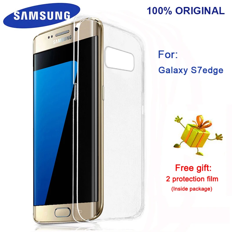 100% оригинальный samsung S7Edge чехол для смартфона мягкий материал прозрачный