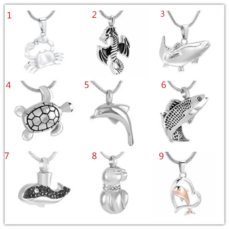 IJD0059-Colgante para cenizas con 9 diseños de cáncer, cangrejo, Zodíaco, joyería de cremación, urna, collar, recuerdo, soporte para mascotas, Animal conmemorativo