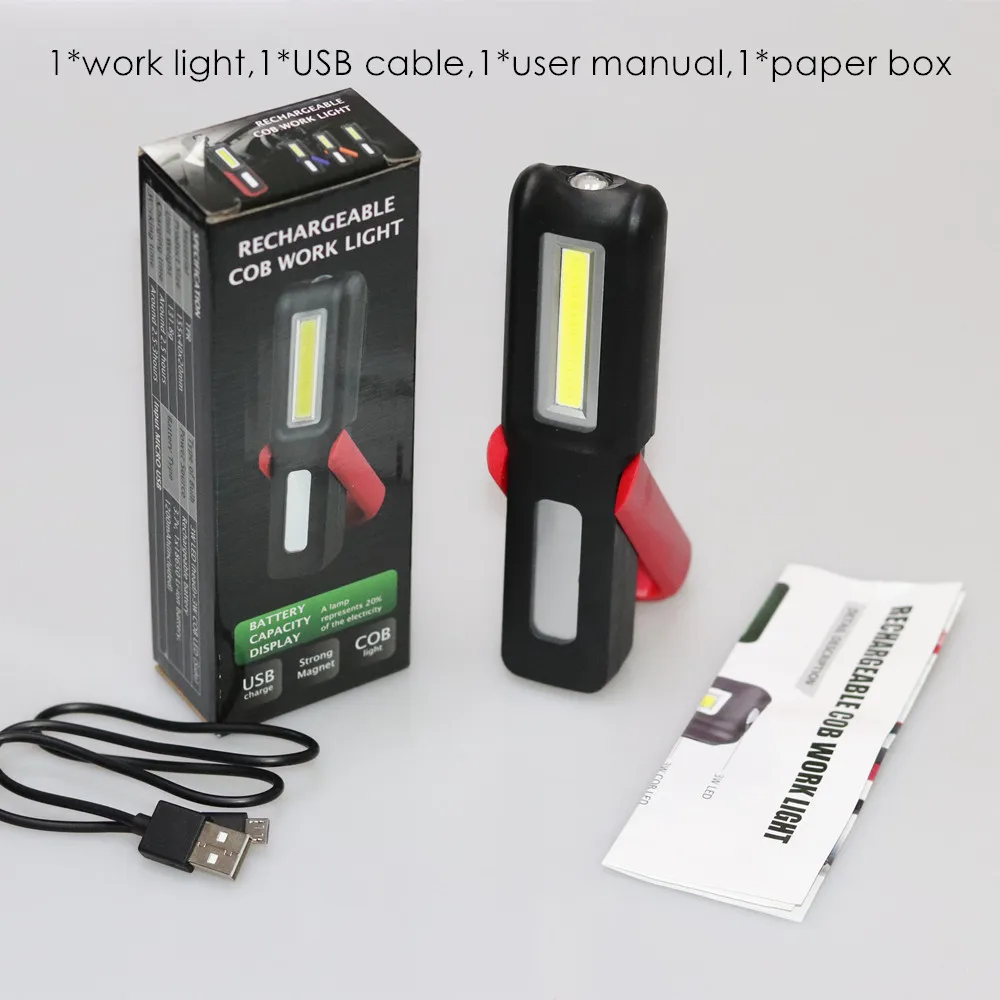 Портативный светодиодный фонарик с COB матрицей магнитный рабочий светильник USB