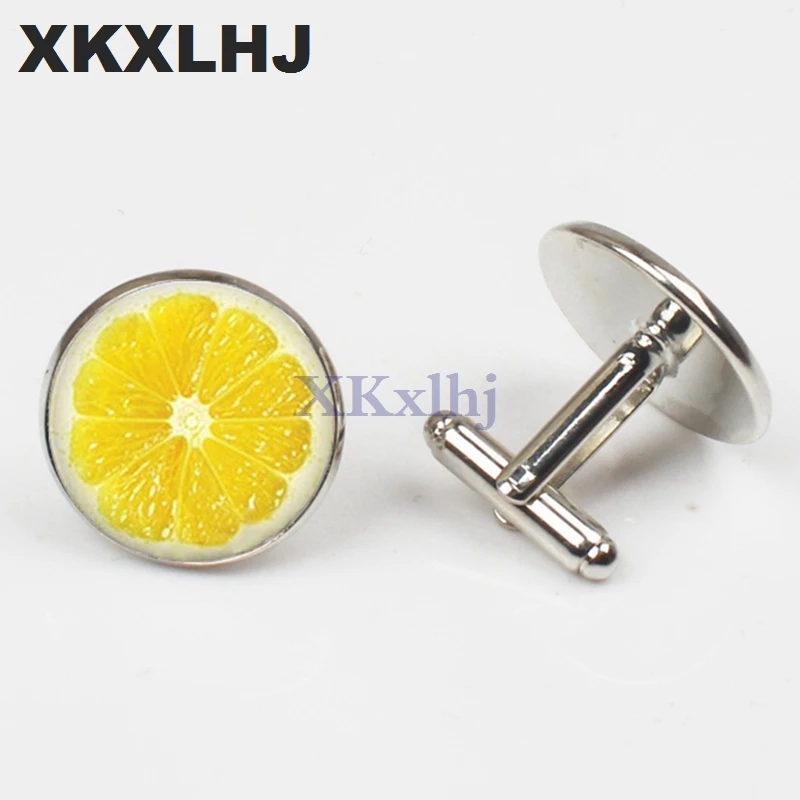 XKXLHJ новые модные запонки с лимоном лимонные dolки стеклянный купол красные