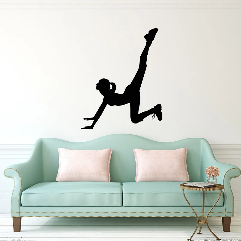 Мультяшная художественная Наклейка на стену для йоги Женская украшение