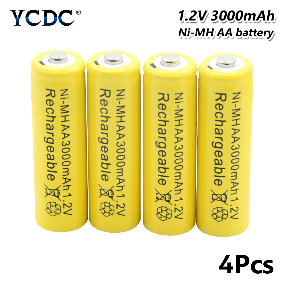 4pcs 4/8/12 шт Лидирующий бренд желтый Перезаряжаемые Батарея AA 3000 мАч предварительно/Stay заряда металл-гидридных или никель клетки Перезаряжаемые батареи LR6 HR6 ка - Цвет: 4pcs
