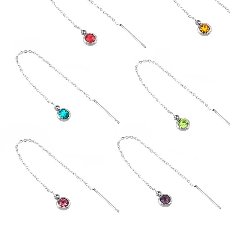 Серьги-вкладыши Risul mujer moda из нержавеющей стали 12 видов цветов камни для рождения