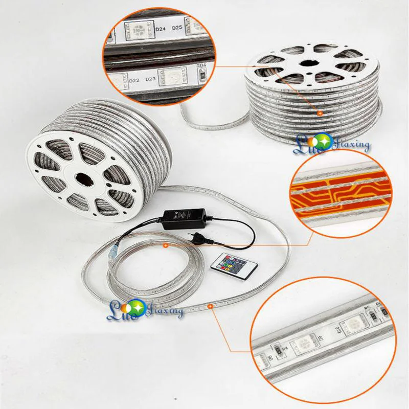 Светодиодные ленты SMD 110 RGB высокого напряжения 40 м 220 В/5050 в водонепроницаемые + ИК