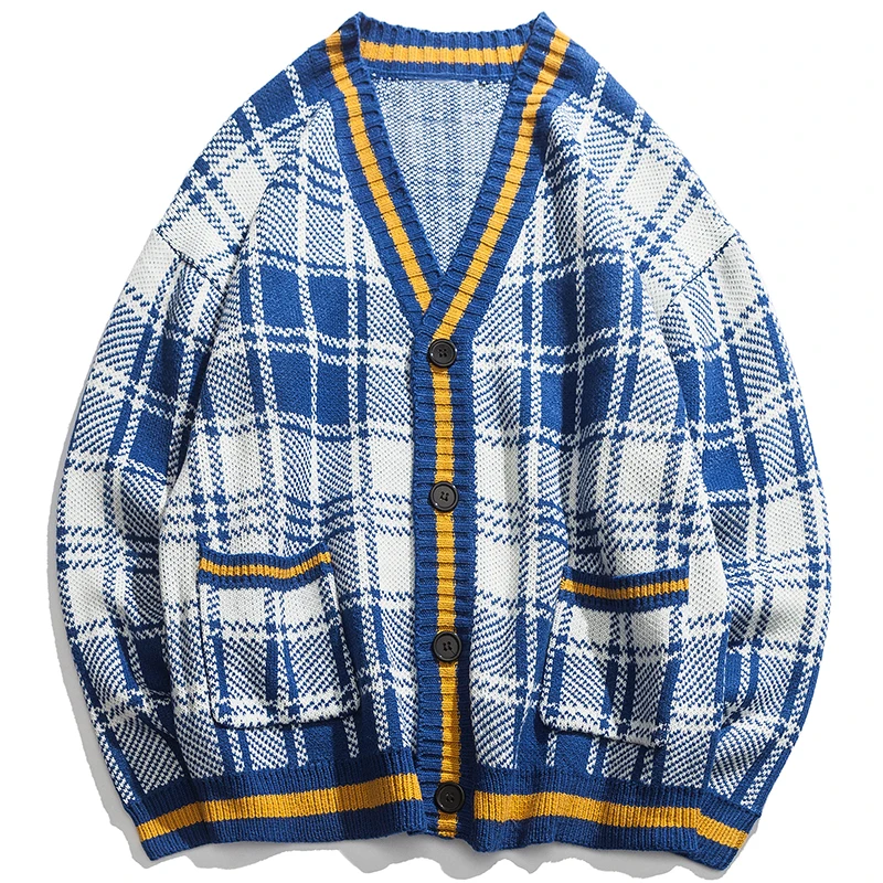 Aelfric Eden Плед вязаные свитера Кардиган Ретро Sweatercoat Для мужчин Harajuku уличная