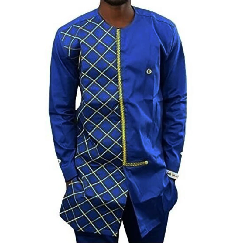 African Fashion Mens Shirt Long Sleeve O-neck Button Up Casual Suit 2018 Print Tops Wear Men Clothes | Тематическая одежда и