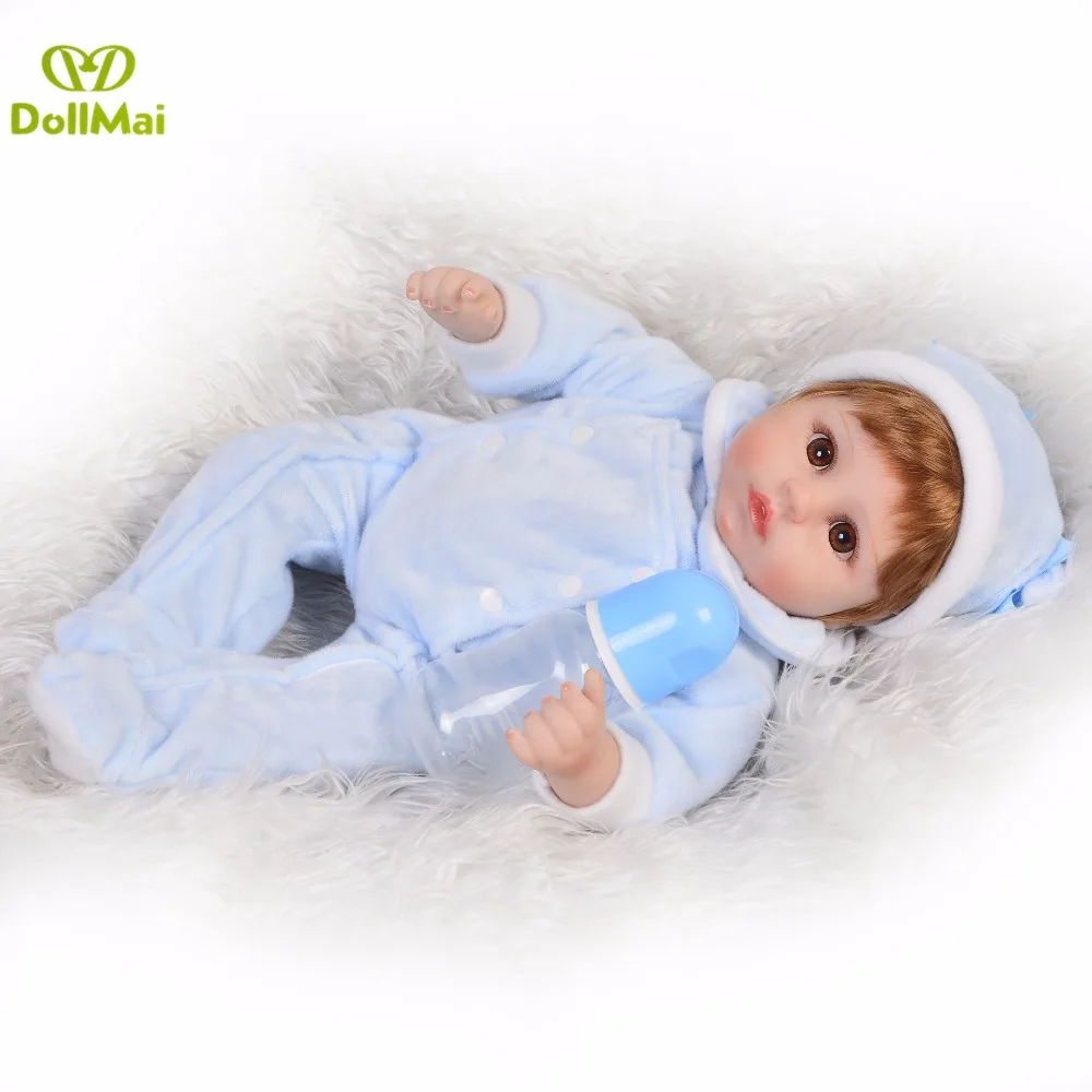 Силиконовые карие глаза Reborn Baby 42 см голубая улыбка для девочек и мальчиков
