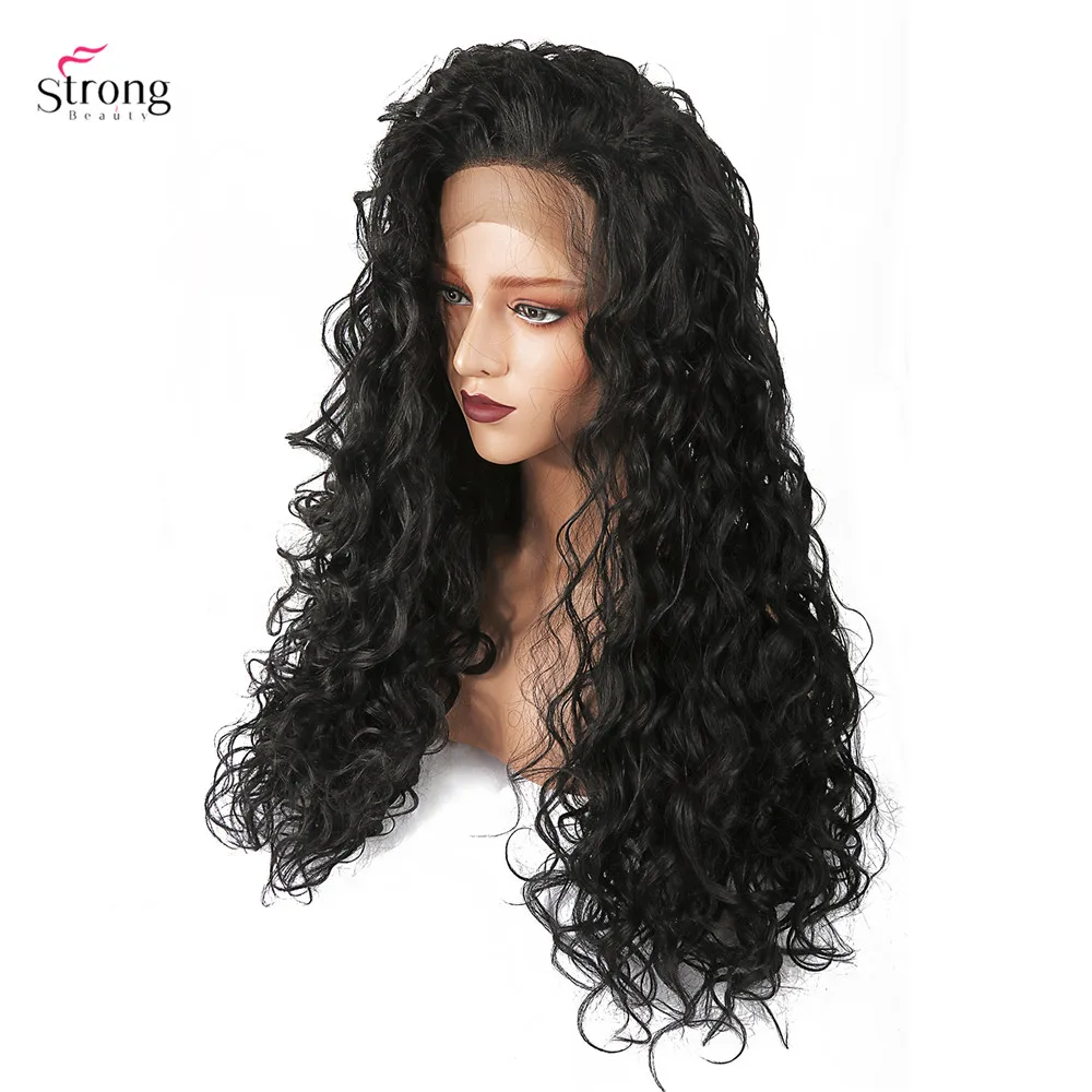 StrongBeauty 24 &quotсинтетический парик фронта шнурка для женщин длинные вьющиеся волосы