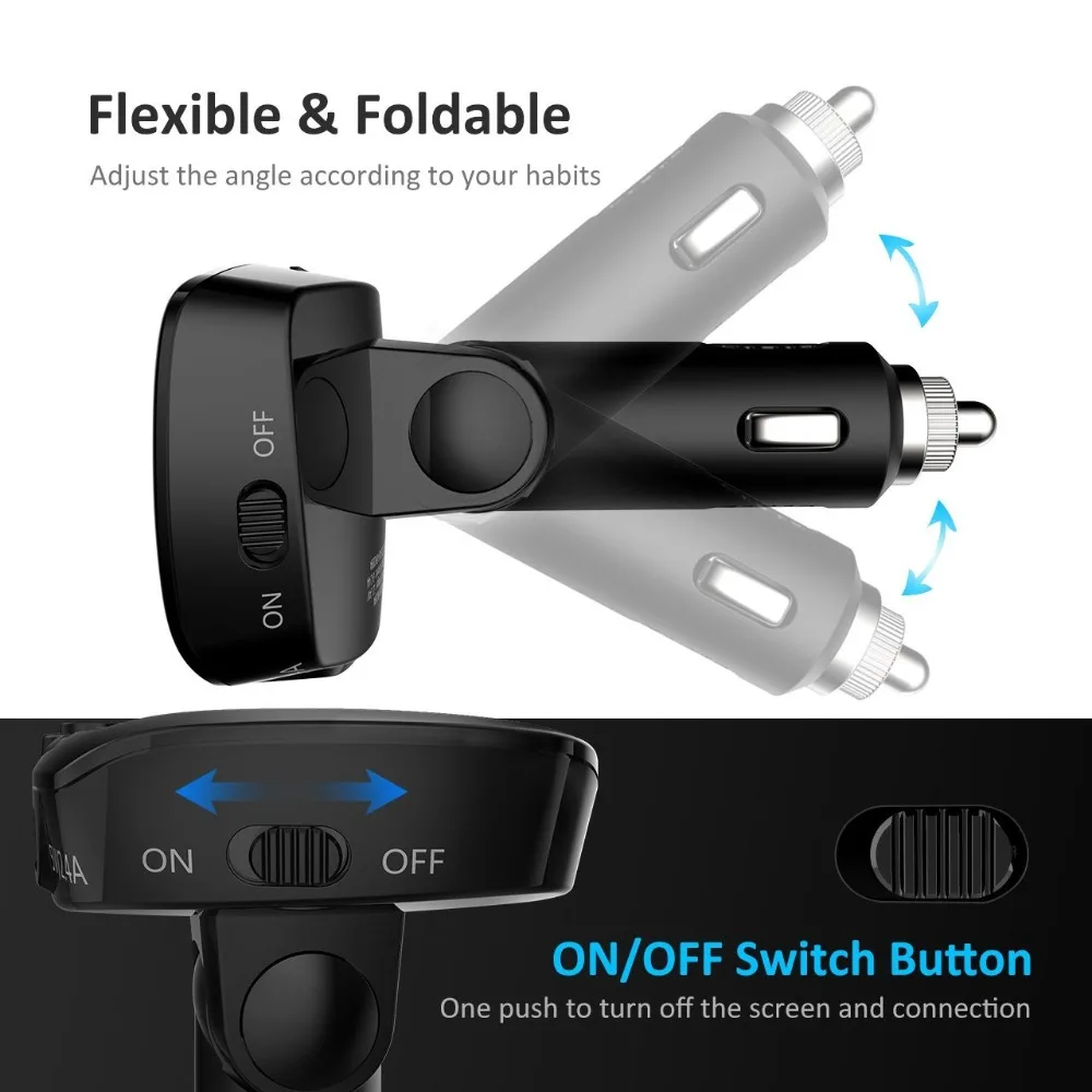 Nulaxy T38 Беспроводной Bluetooth FM передатчик в автомобиле для автомобиля мотоцикла MP3
