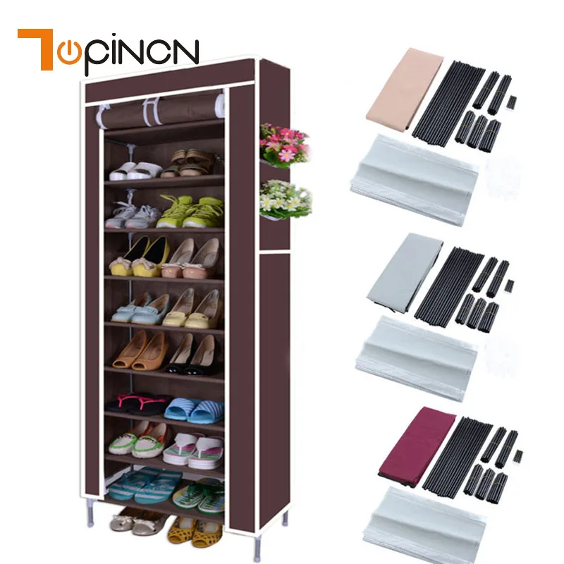 10 Layers Non-woven Fabrics Large Shoe Rack Organizer Removable Shoe Storage Organizer Home Furniture Shoe Cabinet Zipper Rack