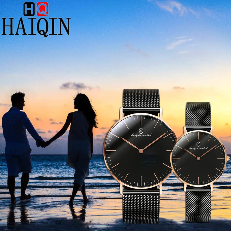 HAIQIN Men's Watches Minimalist Fashion Couple Watch Luxury Brand Quartz Wristwatch For Lovers Waterproof | Наручные часы