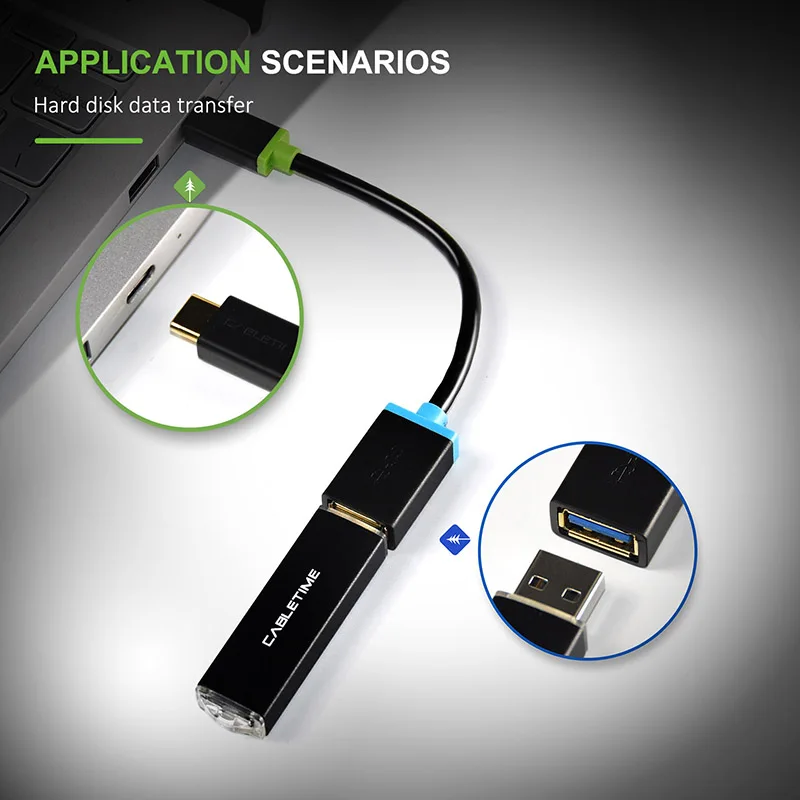Кабель Cabletime USB C OTG адаптер Type 3 1 к 0 быстрая зарядка/передача данных для камеры Samsung