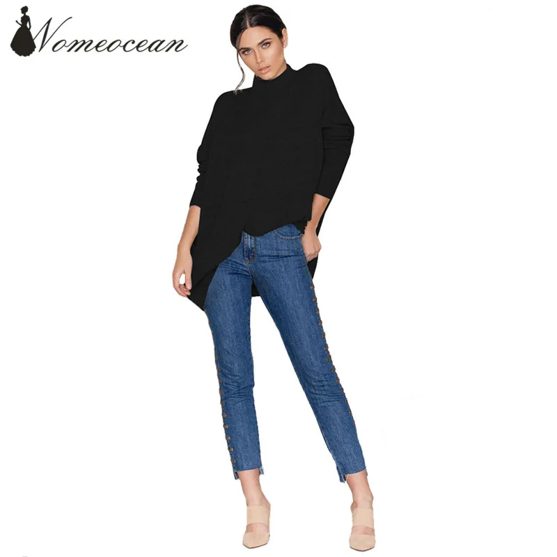 Элегантный Свитеры с высоким воротом заниженной линией плеч крыло летучей мыши