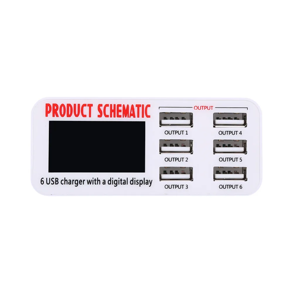 Новинка 2019 6 портов USB зарядное устройство для путешествий lcd цифровой дисплей