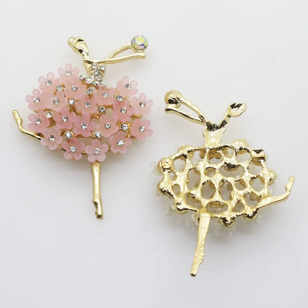 Новинка 2 шт./лот покрытая золотом эмаль для танцев девочек Хрустальный цветок