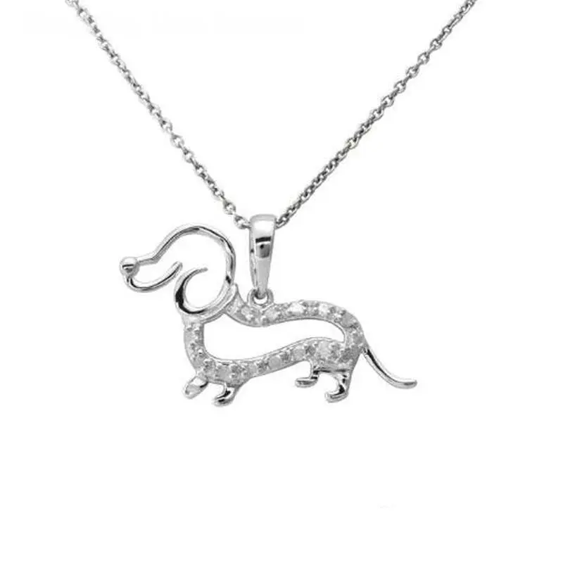 

2018 модные длинные ожерелья серебристого цвета с подвеской в виде щенка собаки таксы ожерелье в виде животного